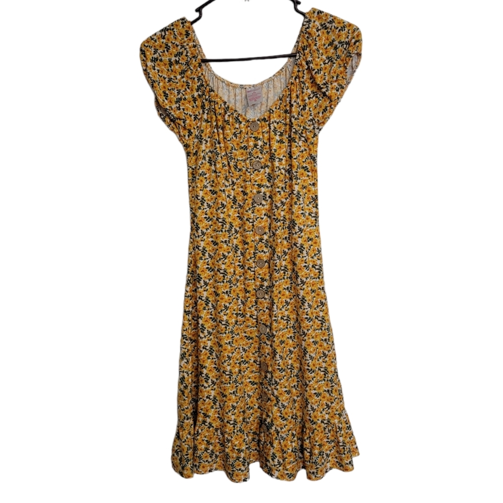 Women's Yellow Floral Dress - Medium